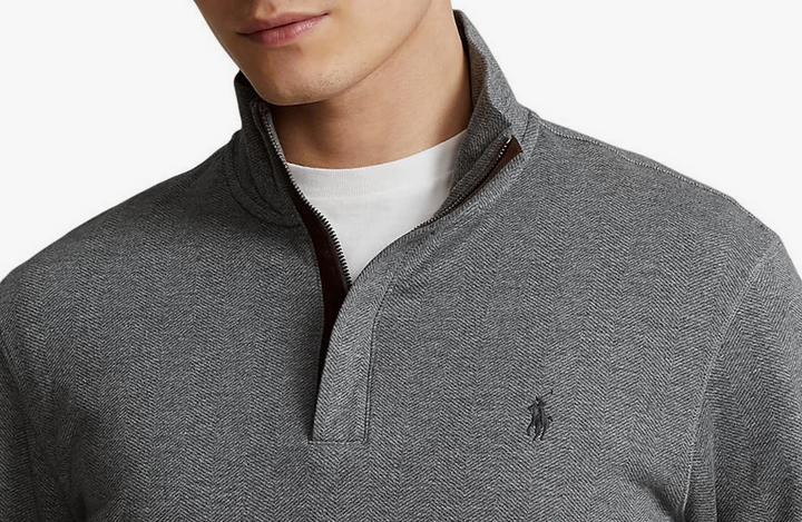 POLO Ralph Lauren MEN Cotton Blend Double Knit Quarter Zip Mock Neck Sweater