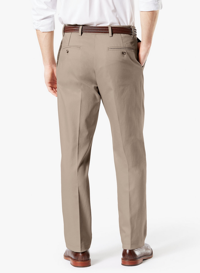 Dockers MEN Signature Lux Cotton Classic Fit Pleated Creased Stretch Khaki Pants