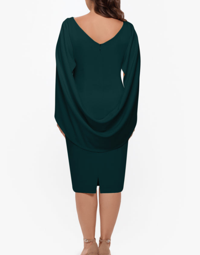 Betsy & Adam Plus SIze Drape Back Cocktail Dress