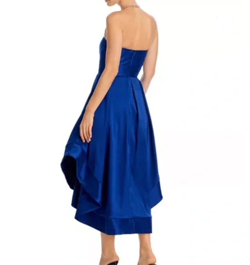AQUA Mikado Strapless Midi Gown