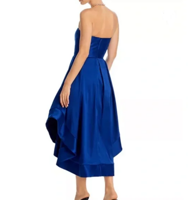 AQUA Mikado Strapless Midi Gown