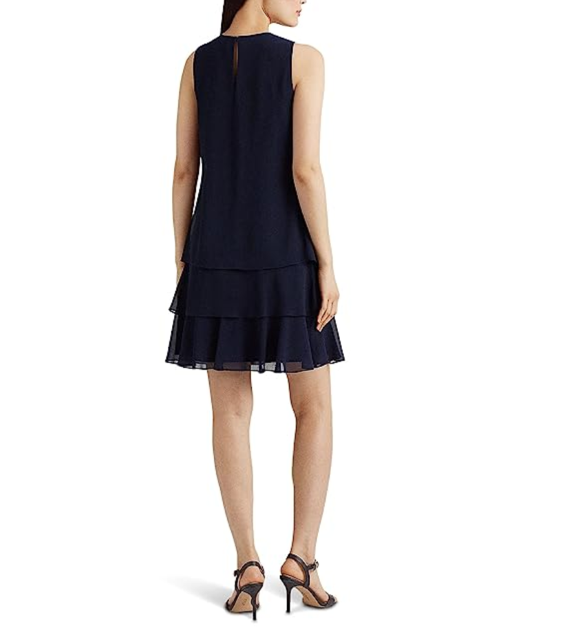 LAUREN RALPH LAUREN Crinkle Georgette Shift Dress