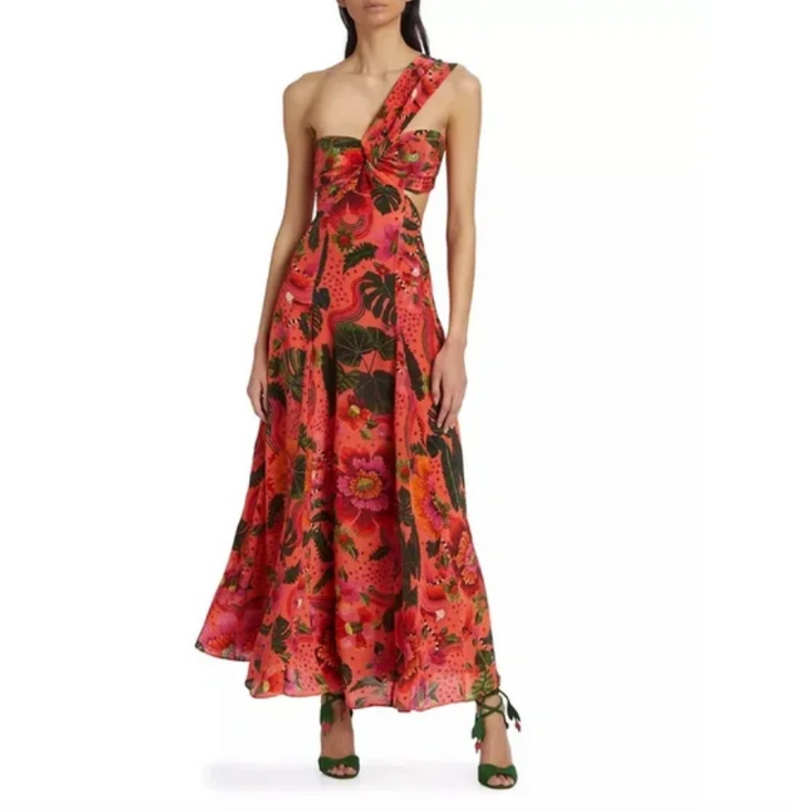 Farm Rio Blooming Garden One Shoulder Maxi Dress