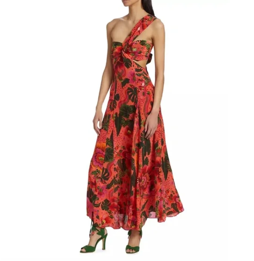 Farm Rio Blooming Garden One Shoulder Maxi Dress