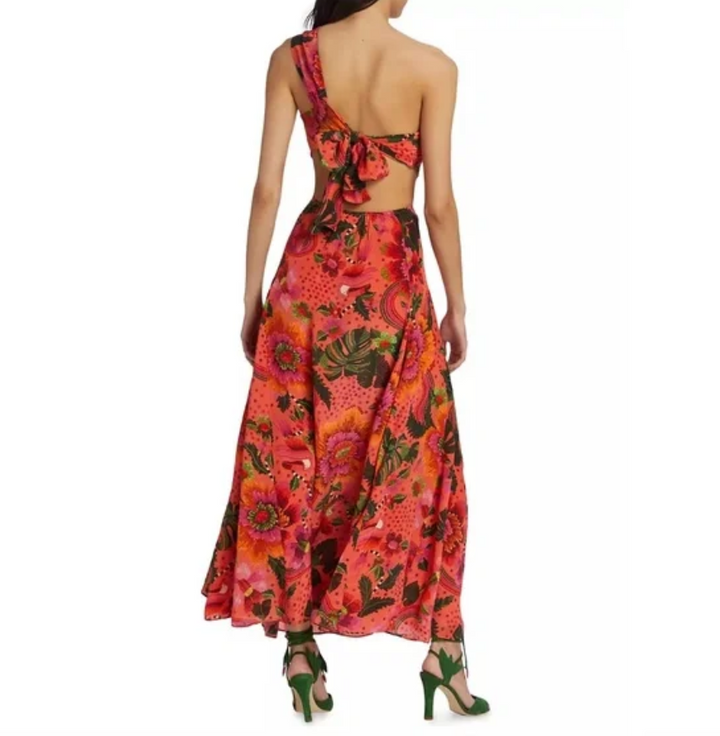 Farm Rio Blooming Garden One Shoulder Maxi Dress