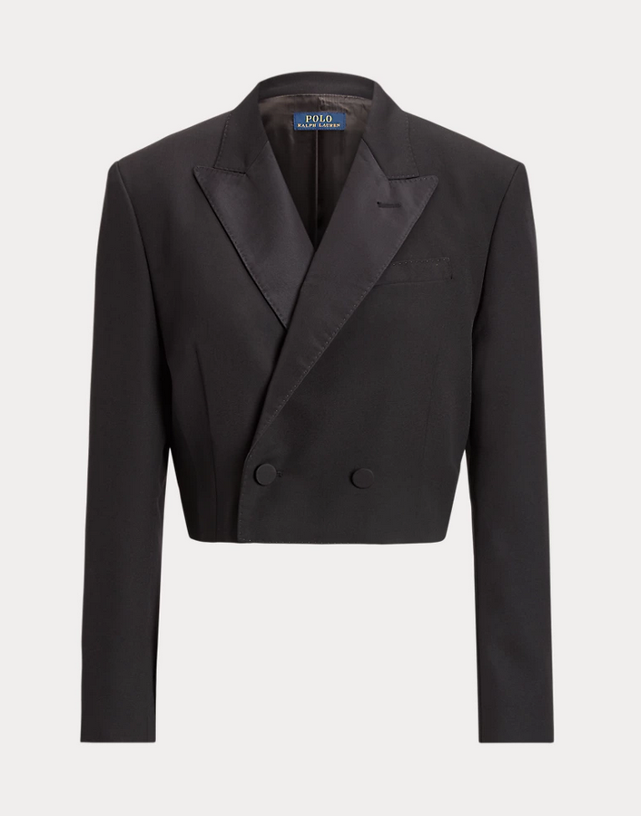 POLO Ralph Lauren Silk-Lapel Cropped Wool Tuxedo Blazer