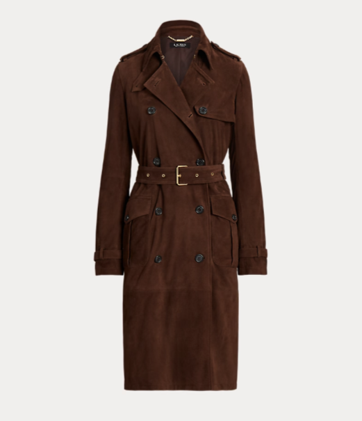 LAUREN RALPH LAUREN Belted Goat-Suede Trench Coat