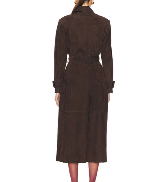 LAUREN RALPH LAUREN Belted Goat-Suede Trench Coat