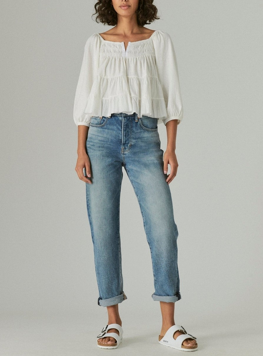 Lucky Brand Tiered Cotton Peasant Blouse