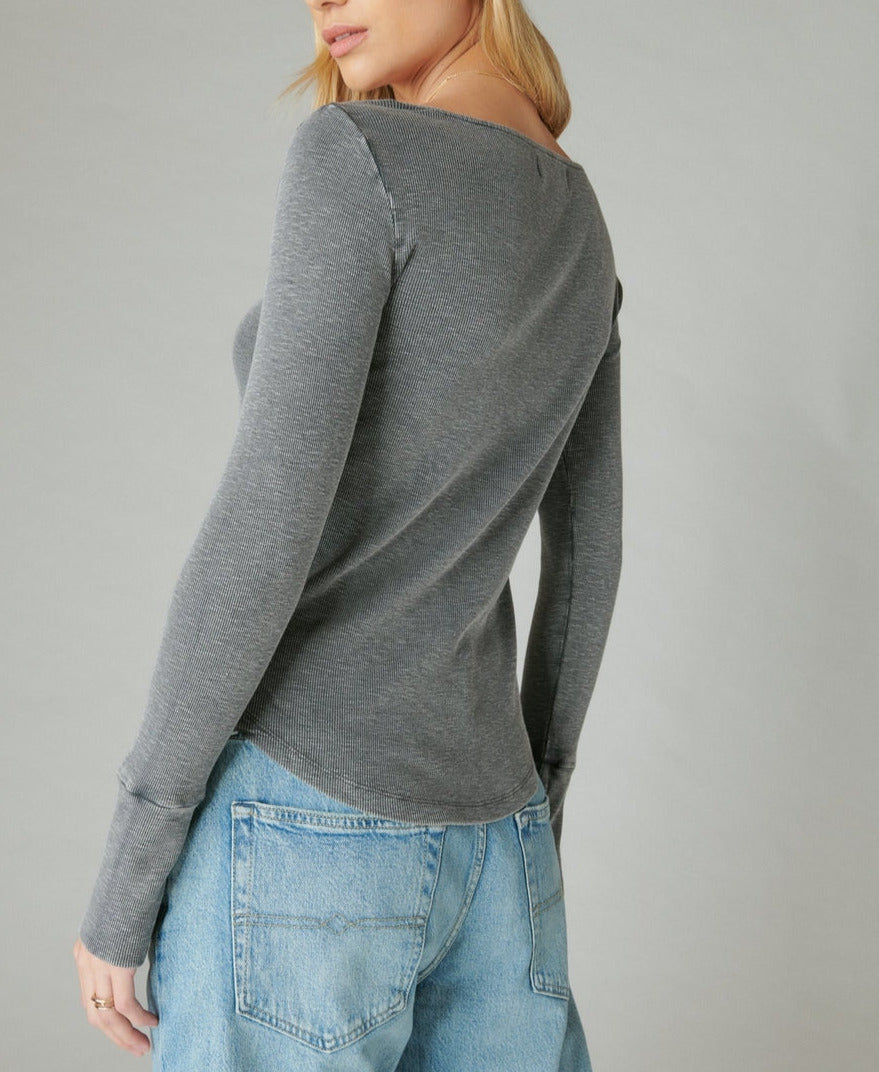 Lucky Brand Trim Mix Henley Top