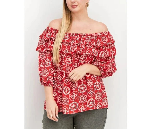 Vince Camuto Printed Off-The-Shoulder Top