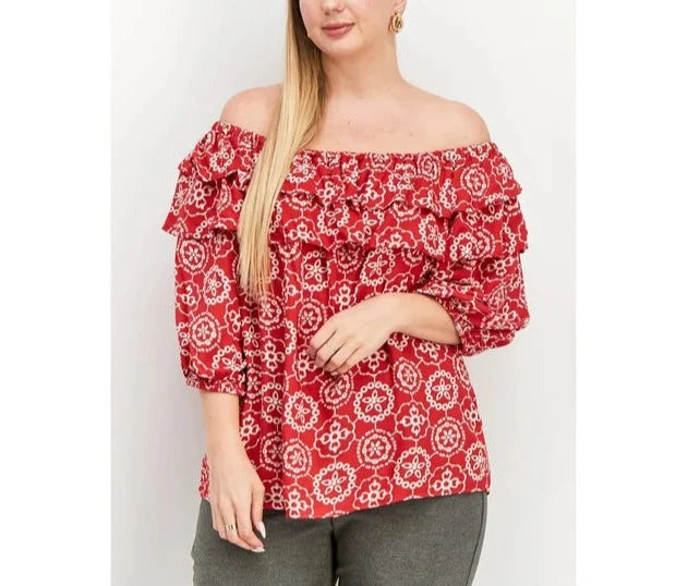 Vince Camuto Printed Off-The-Shoulder Top