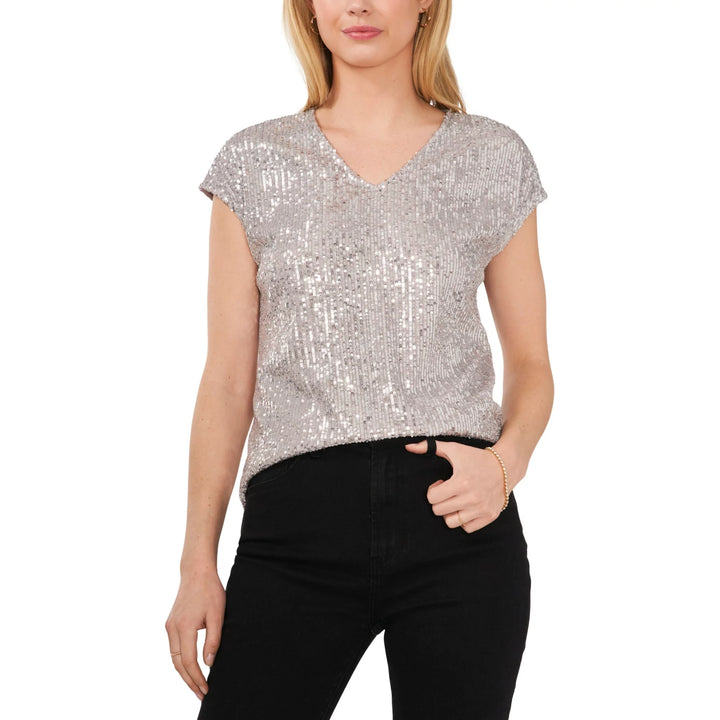 Vince Camuto Sequined Dolman Sleeve V-Neck Blouse