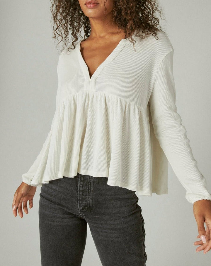 Lucky Brand Waffle Peplum Top