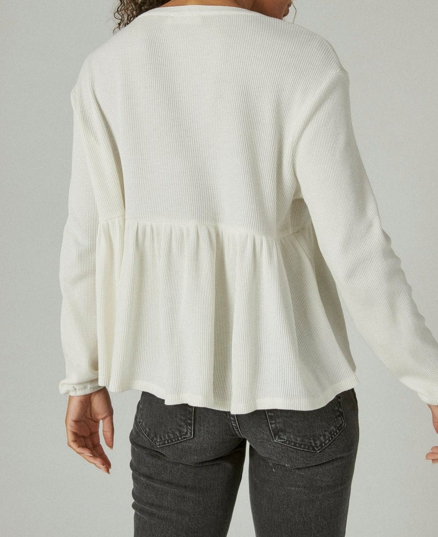 Lucky Brand Waffle Peplum Top