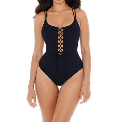 Skinny Dippers Jelly Beans Suga Babe Lace Up Front Tummy Control One-Piece Swimsuit