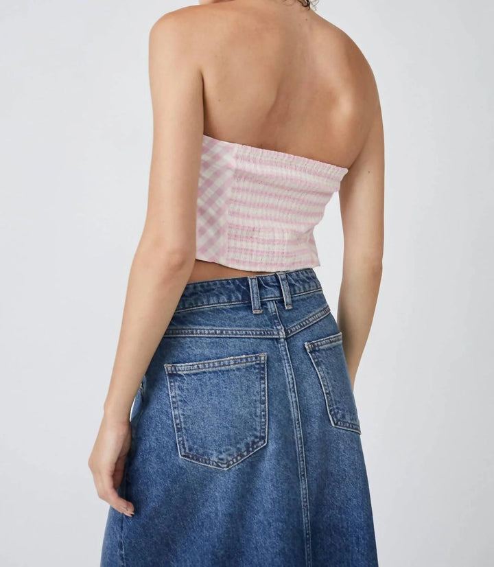 Free People Leilani Cotton Gingham Tube Top