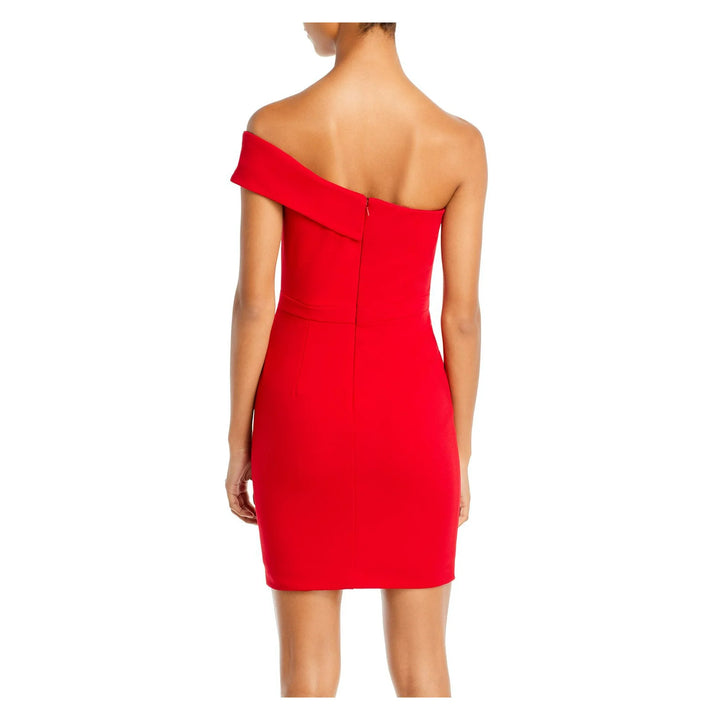 AQUA One Shoulder Scuba Crêpe Dress