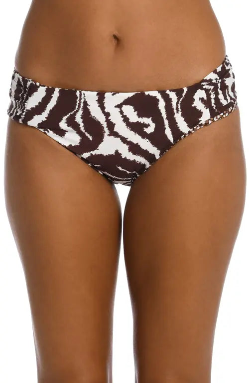 La Blanca Fierce Lines Reversible Side-Shirred Hipster Bikini Bottoms