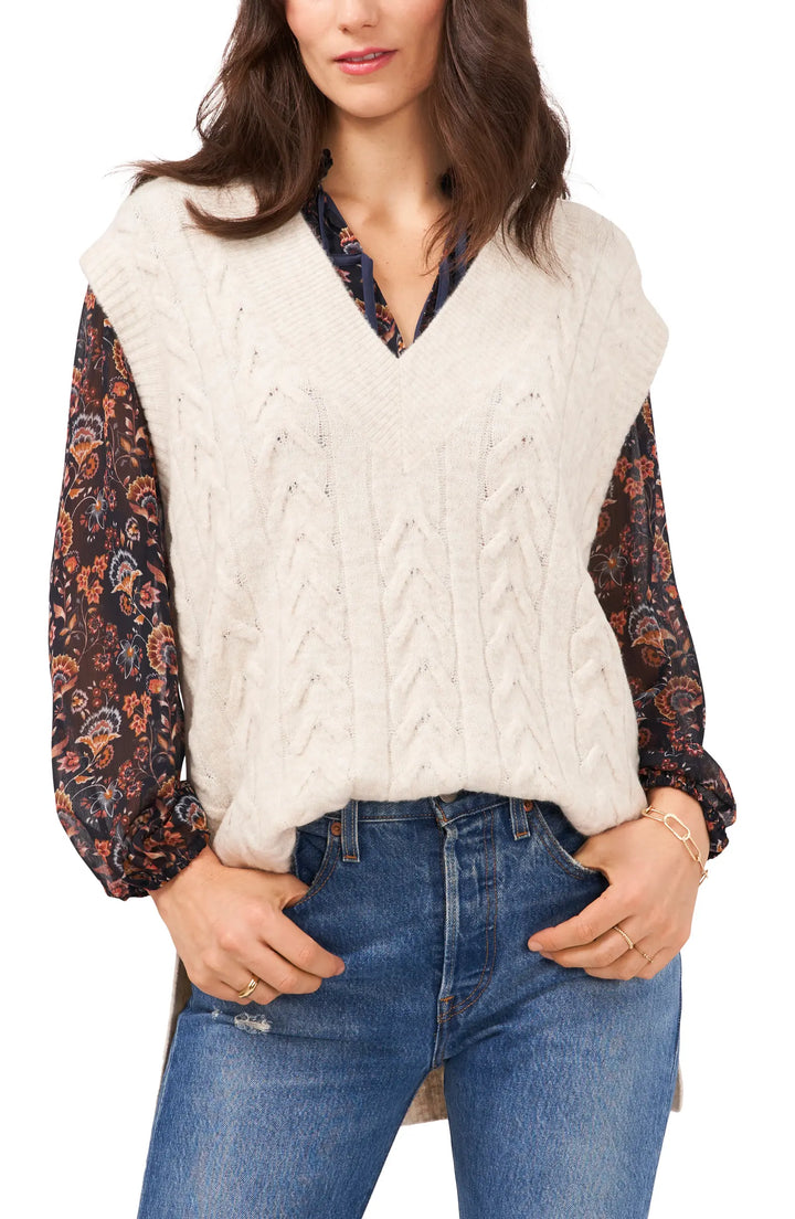 1.STATE Cable Knit Sweater Vest