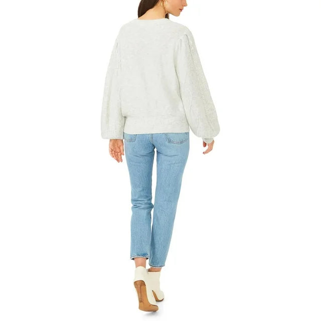 1.STATE Mixed Knit Crewneck Sweater