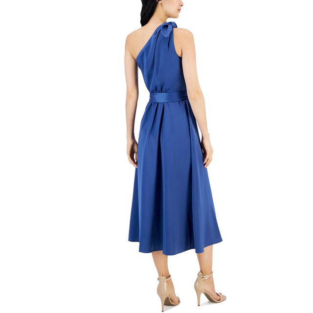 Anne Klein One-Shoulder Tie-Waist Midi Dress