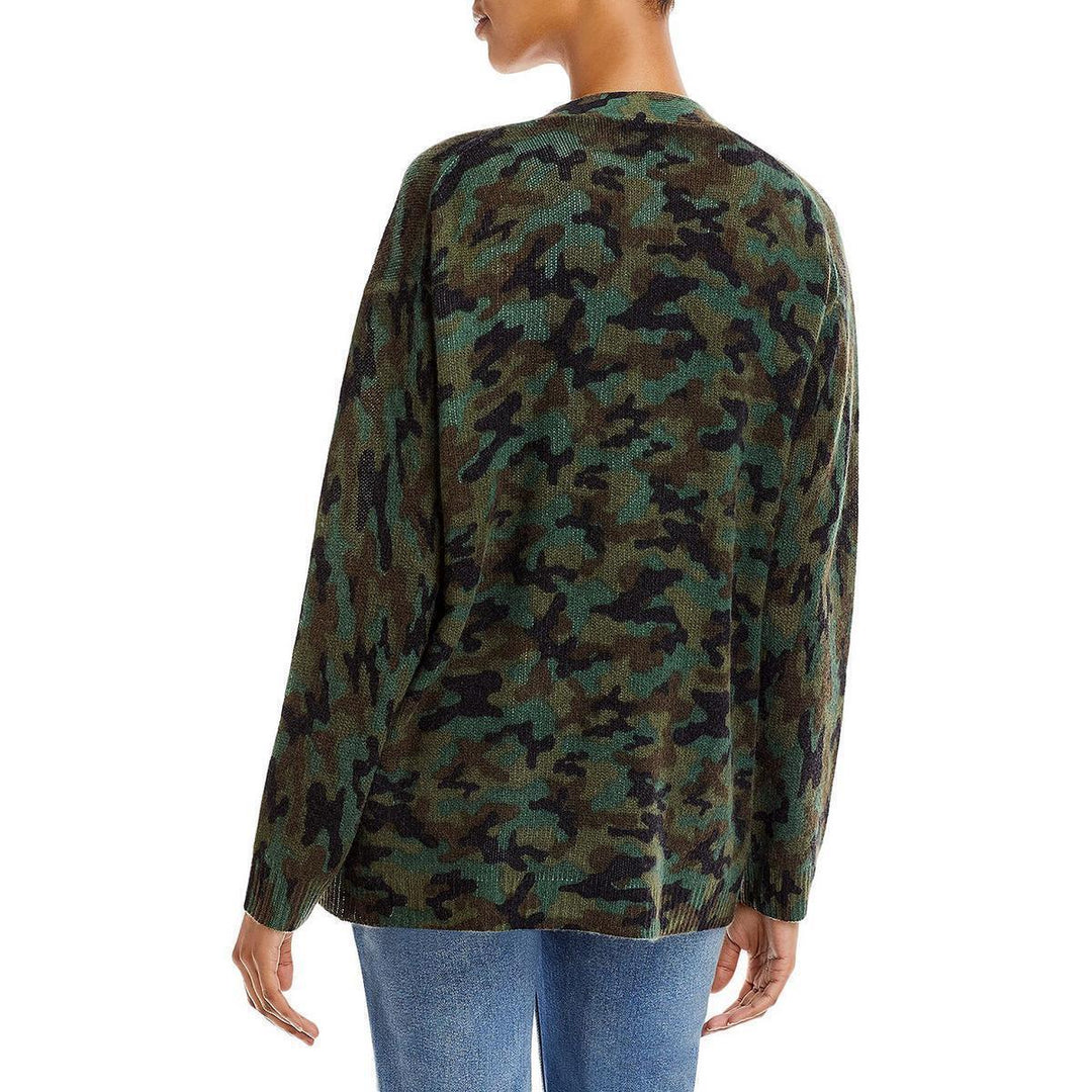 AQUA Cashmere Oversized Camo Cashmere Cardigan
