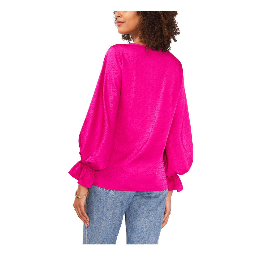 Vince Camuto V-Neck Bubble Sleeve Jacquard Top