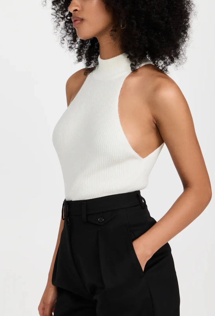 Anine Bing Kylin Ribbed Mock Neck Top