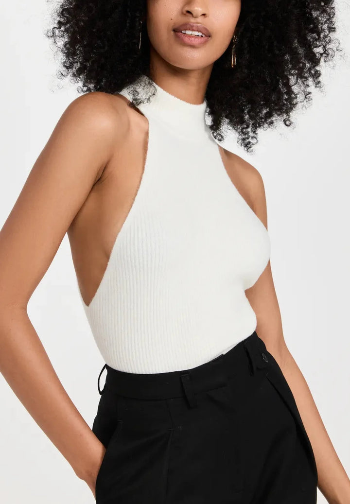 Anine Bing Kylin Ribbed Mock Neck Top