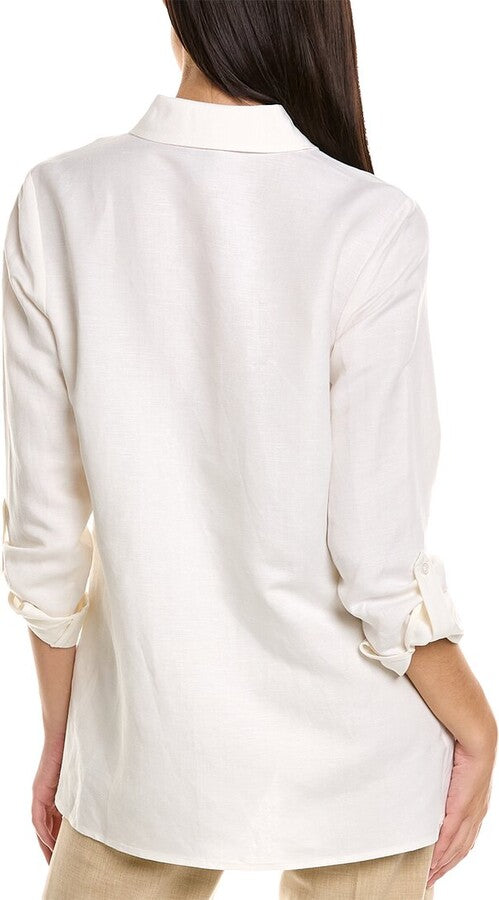 Anne Klein Button-Down Linen-Blend Tunic