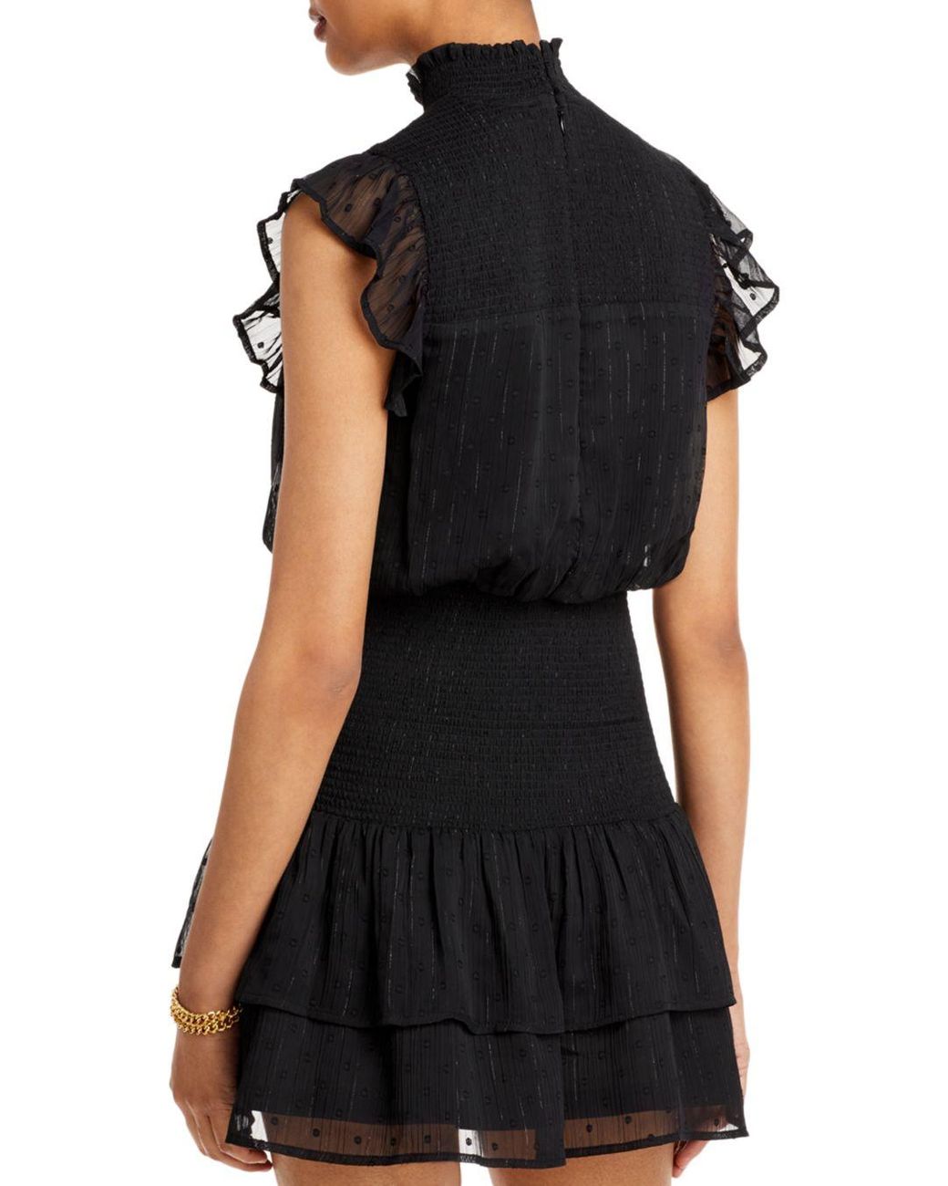 AQUA Ruffle Short Sleeve Smocked Mini Dress