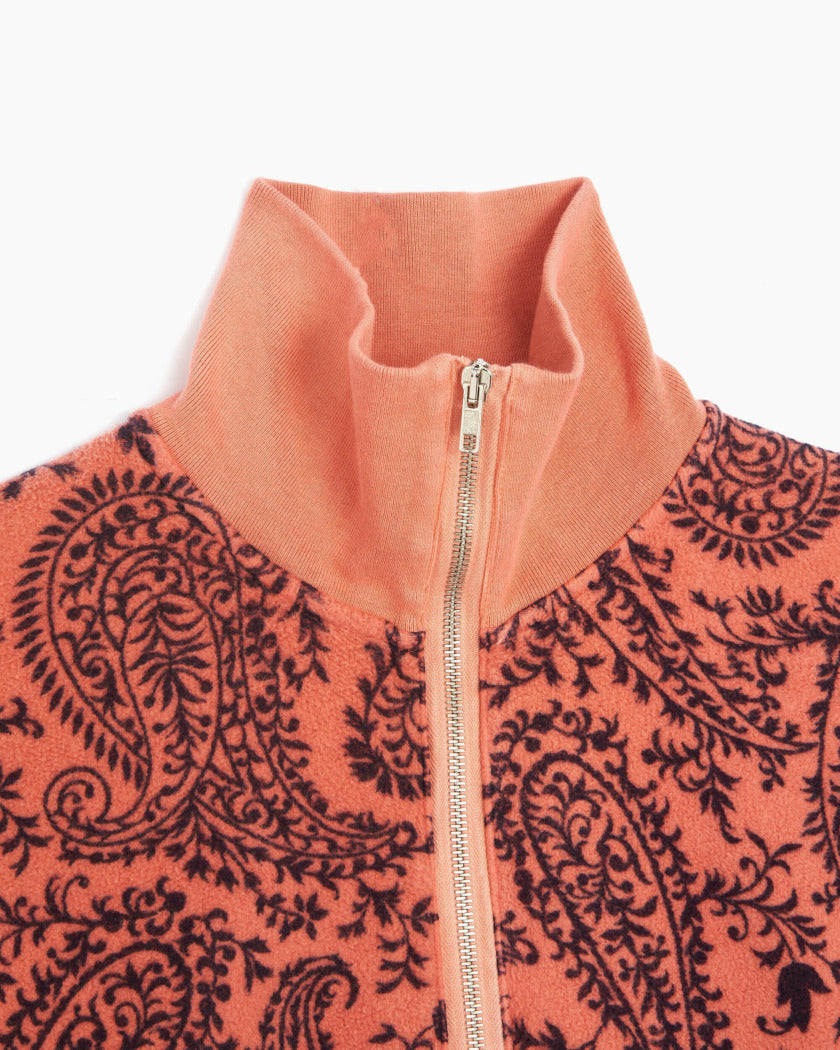 Aries Men's Cotton Reverse Fleece Paisley Half Zip Sweatshirt