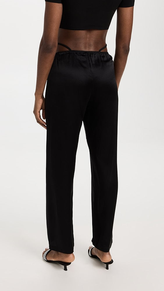 Alexander Wang Wide Leg Crystal Thong Detail Pants