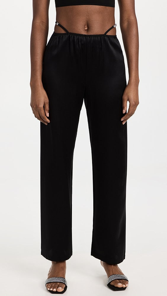 Alexander Wang Wide Leg Crystal Thong Detail Pants