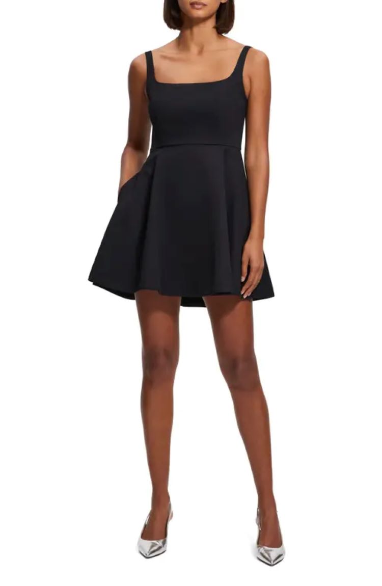 Theory Flared Square Neck Mini Dress