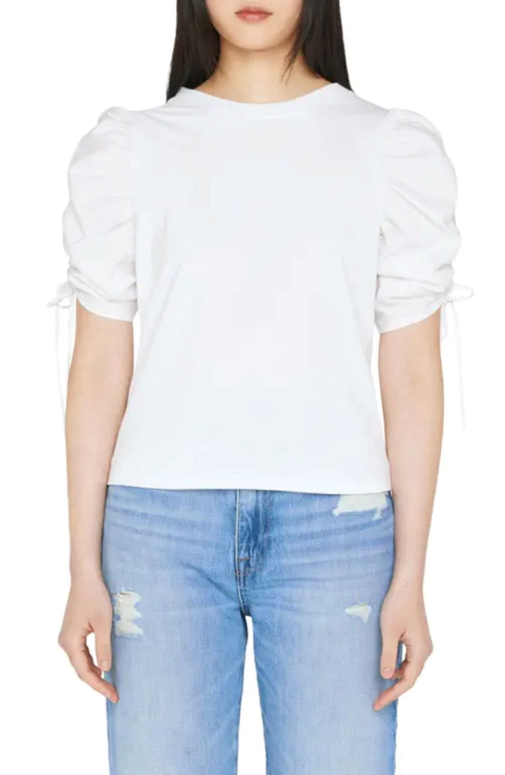 FRAME Ruched Sleeve T-Shirt