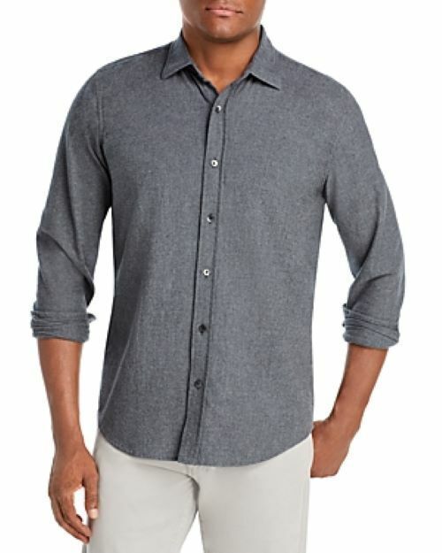 The Men's Store MEN Cotton Heathered Classic Fit Button Down Shirt