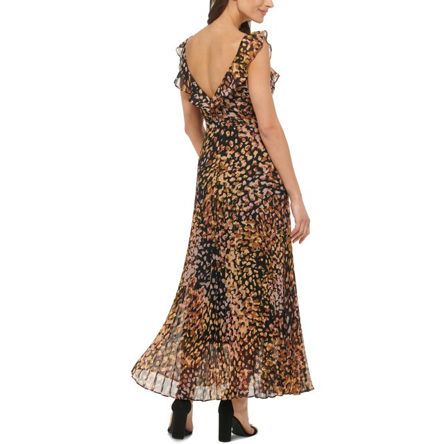 GUESS Printed Ruffled Maxi Dress