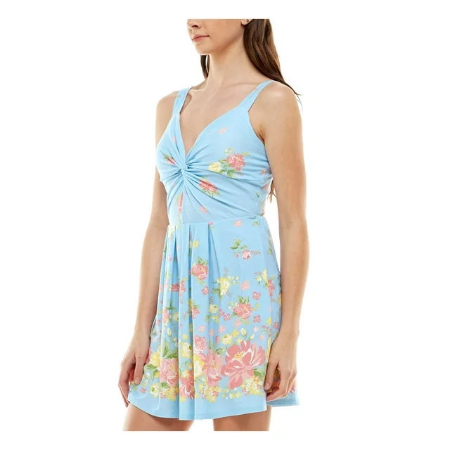 PLANET GOLD Juniors’ Floral-Print Fit & Flare Dress