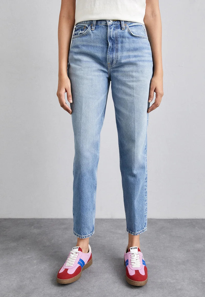 RE/DONE Taper High Rise Cotton Ankle Straight Jeans