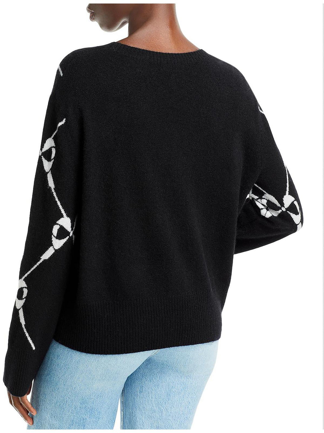 AQUA Cashmere Bow Intarsia Cashmere Sweater