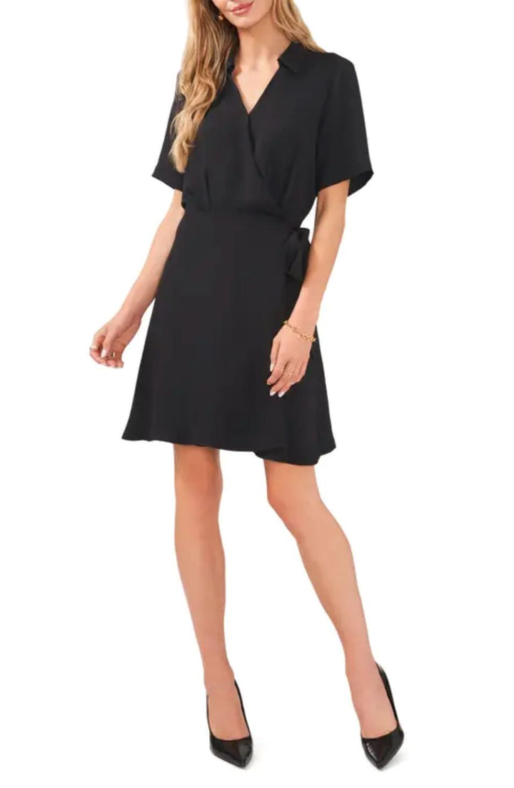 Vince Camuto Split-Neck Collared Wrap Dress