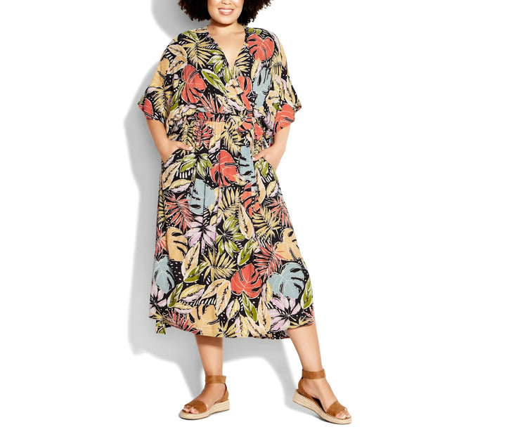 Loralette Day Date Print 3/4 Sleeves Maxi Dress