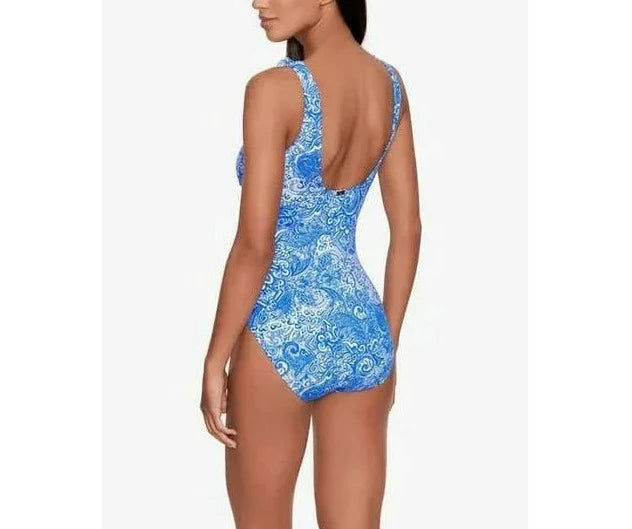 Ralph Lauren Printed Ruffled Tummy-Control One-Piece Swimsuit