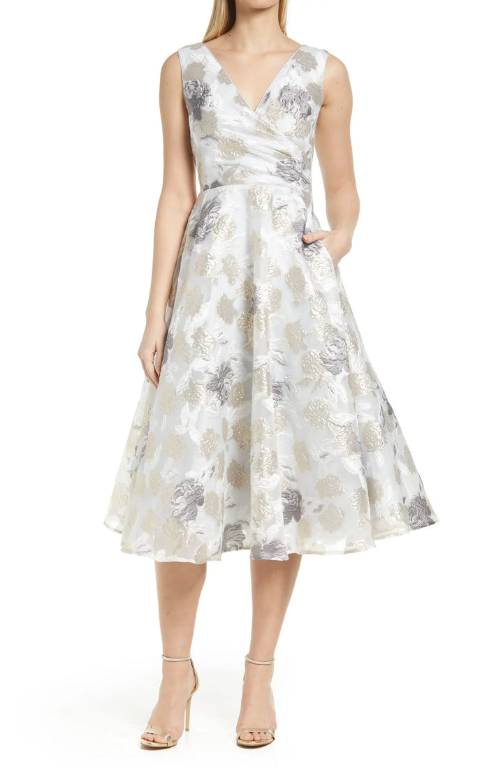Eliza J Floral Fit-and-Flare Sleeveless Dress