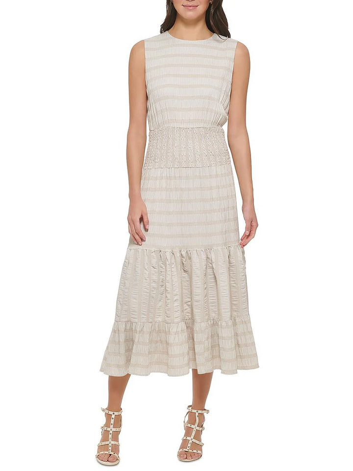 DKNY Smocked Long Maxi Dress