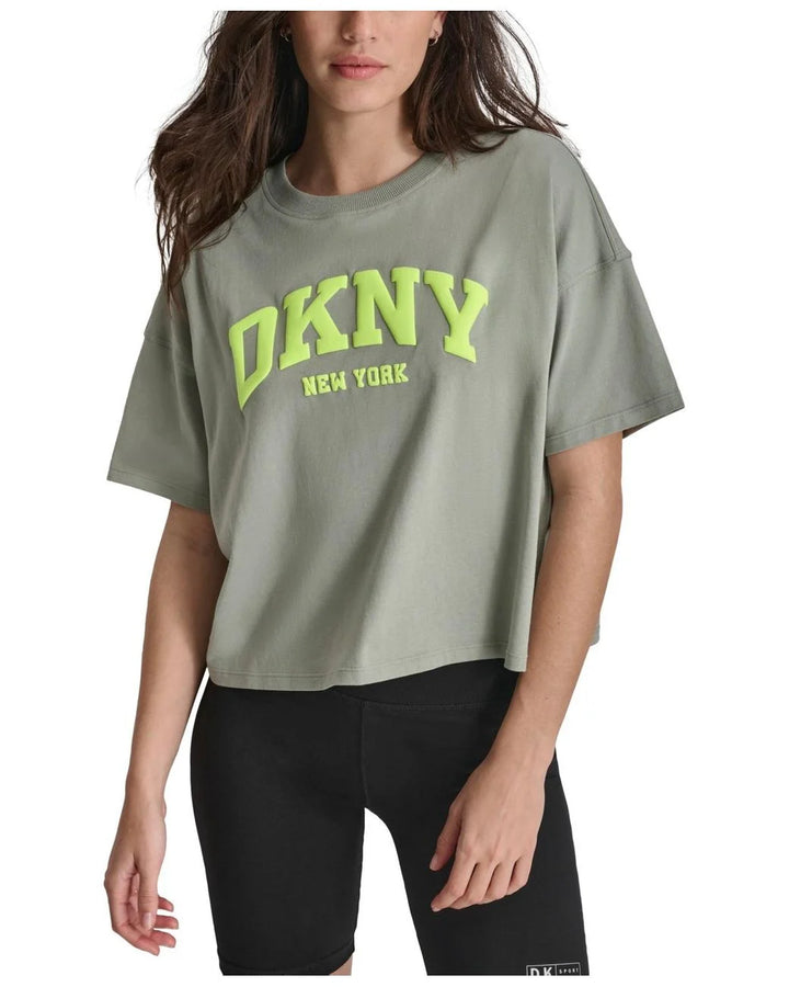 DKNY Crewneck Puff-Logo Cropped T-Shirt