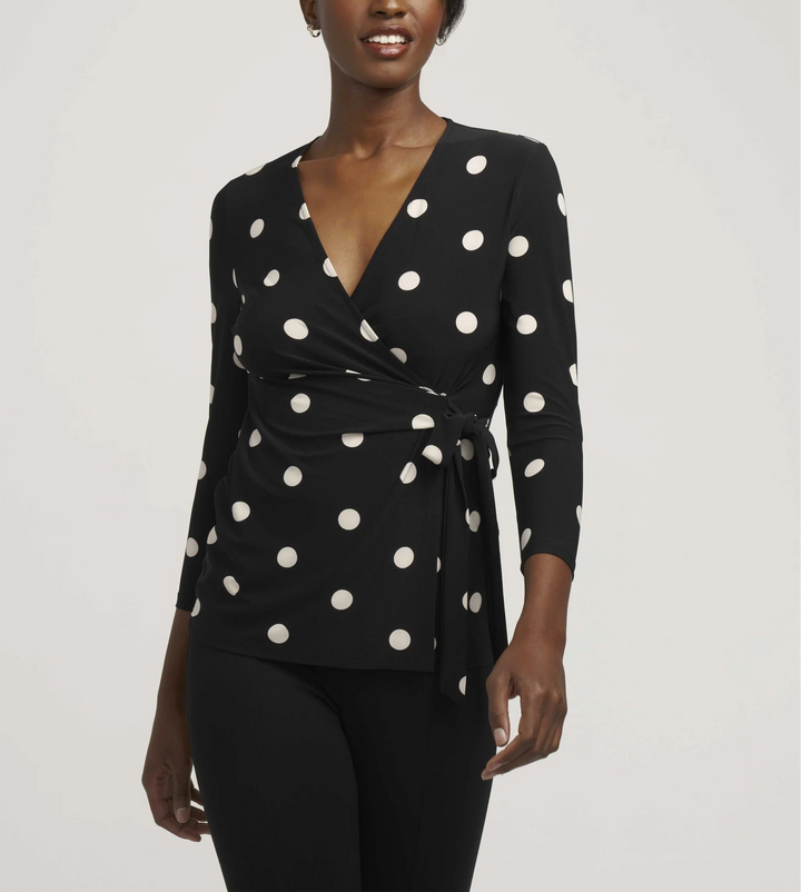 Anne Klein Dot Faux Wrap Top