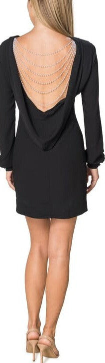 Dress the Population Myah Faux Pearl Back Mini Dress